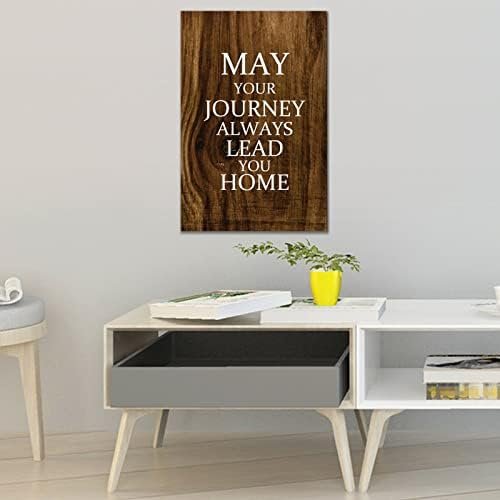 Rustic Wood Signs 16x24 Inch,May Your Journey Always Lead You Home Farmhouse Wood Plaque Craft Wall Art Hanging Sign Decorative Wooden Sign for Door Kitchen Home Decor Housewarming Gift