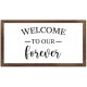 Funny Vintage Wooden Frame Sign 12x22 Inch,Welcome to Our Forever Farmhouse Wooded Sign for Home Entrance Decor Ready to Hang Wall Art Holiday Sign Gifts
