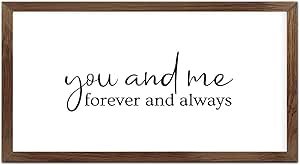 Funny Vintage Wooden Frame Sign 12x22 Inch,You and Me Forever and Always Farmhouse Wooded Sign for Home Entrance Decor Ready to Hang Wall Art Holiday Sign Gifts