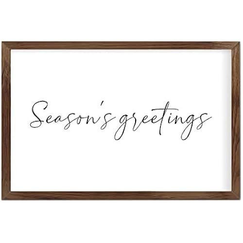Funny Vintage Wooden Frame Sign 8x12 Inch,Season Greetings Farmhouse Wooded Sign for Home Entrance Decor Ready to Hang Wall Art Holiday Sign Gifts