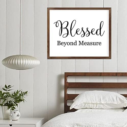 Funny Vintage Wooden Frame Sign 16x20 Inch,Blessed Beyond Measure Farmhouse Wooded Sign for Home Entrance Decor Ready to Hang Wall Art Holiday Sign Gifts