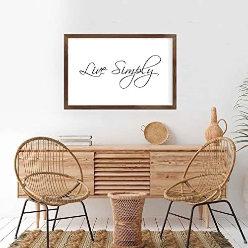 Funny Vintage Wooden Frame Sign 8x12 Inch,Live Simply Farmhouse Wooded Sign for Home Entrance Decor Ready to Hang Wall Art Holiday Sign Gifts