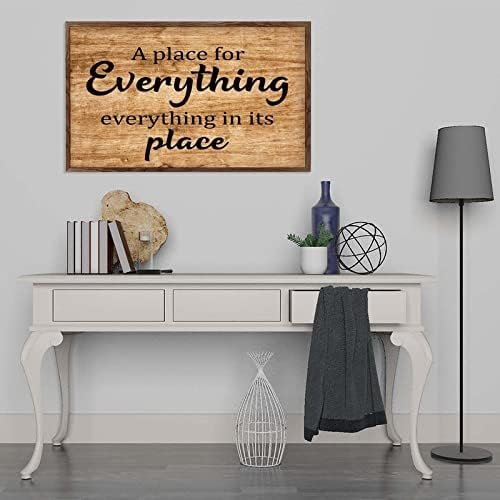 Wood Sign with Sayings Retro A Place for Everything, Everything in Its Place Signs Decorations for Bathroom Kitchen Nursery Decor Wood Plaque Above Bed Decor Wedding Gifts 13x21