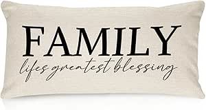 Family Lifes Greatest Blessing Lumbar Pillow Covers 14x24 Funny Quotes Cotton Linen Farmhouse Pillows Case for Couch Living Room Decor Housewarming Birthday Gifts