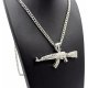Mens ICED Out Machine Gun AK47 Chopper,Uzi Weapon, Hand Gun Pendant Box, Rope, Cuban Chain 3 Necklace Set
