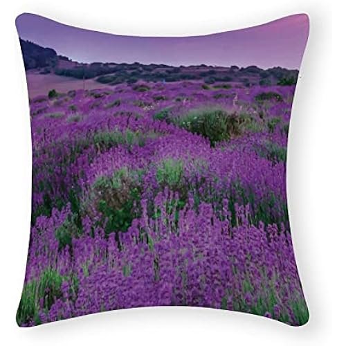Lavender Cushion Cover with Zipper Cotton 16x16 Inch Farmhouse Pillow Cases for Home Decor Funny Cushion Cover for Women Girls,Housewarming Pillow Gifts