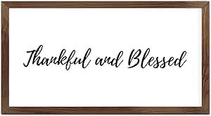 Funny Vintage Wooden Frame Sign 12x22 Inch,Thankful and Blessed Farmhouse Wooded Sign for Home Entrance Decor Ready to Hang Wall Art Holiday Sign Gifts