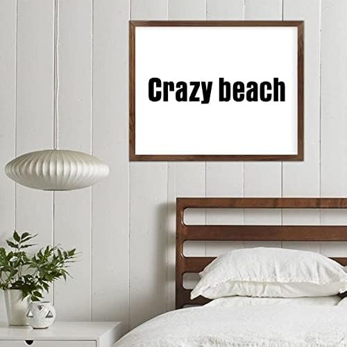 Funny Vintage Wooden Frame Sign 16x20 Inch,Crazy Beach Farmhouse Wooded Sign for Home Entrance Decor Ready to Hang Wall Art Holiday Sign Gifts