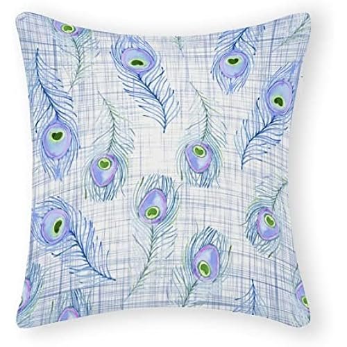 Blue Feather Retro Decorative Pillow Cover 18x18 Inch Farmhouse Custom Pillow Case Funny Decorative Pillow Cover for Women Girls,Anniversary Cotton Pillow Gifts