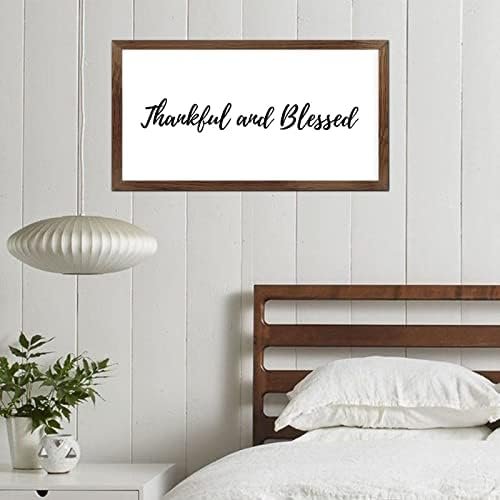 Funny Vintage Wooden Frame Sign 12x22 Inch,Thankful and Blessed Farmhouse Wooded Sign for Home Entrance Decor Ready to Hang Wall Art Holiday Sign Gifts
