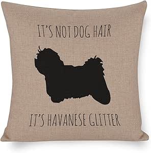 Its Not Dog Hair Its Havanese Glitter Pillow Case,Havanese Decor,Havanese Lover Gift,Havanese Mom Gift,Havanese Mom,Havanese Pillow 18x18; Decorative Pillow Cover Case