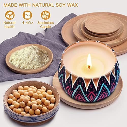 Scented Candles Gifts Set for Women, Aromatherapy Candles for Home Scented, Upgraded Large Tin of Soy Candle Lavender Candle Birthday Gifts for Women Mom Bath Spa Meditation Valentine Gifts Candles