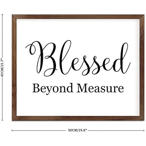 Funny Vintage Wooden Frame Sign 16x20 Inch,Blessed Beyond Measure Farmhouse Wooded Sign for Home Entrance Decor Ready to Hang Wall Art Holiday Sign Gifts