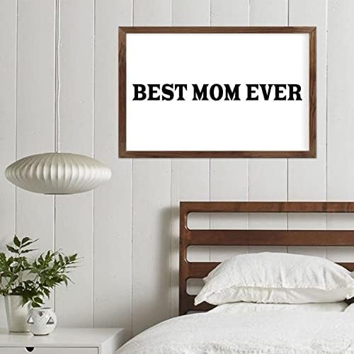Funny Vintage Wooden Frame Sign 8x12 Inch,Best Mom Ever Farmhouse Wooded Sign for Home Entrance Decor Ready to Hang Wall Art Holiday Sign Gifts