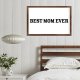 Funny Vintage Wooden Frame Sign 8x12 Inch,Best Mom Ever Farmhouse Wooded Sign for Home Entrance Decor Ready to Hang Wall Art Holiday Sign Gifts