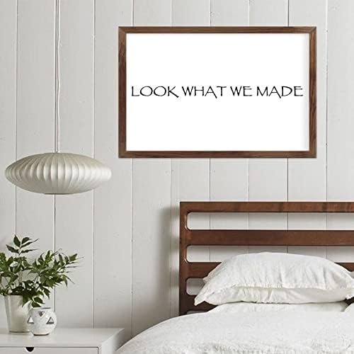 Funny Vintage Wooden Frame Sign 8x12 Inch,Look What We Made Farmhouse Wooded Sign for Home Entrance Decor Ready to Hang Wall Art Holiday Sign Gifts