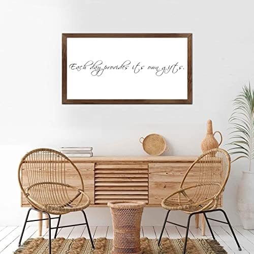 Funny Vintage Wooden Frame Sign 12x22 Inch,Each Day Provides Its Own Gifts.Farmhouse Wooded Sign for Home Entrance Decor Ready to Hang Wall Art Holiday Sign Gifts