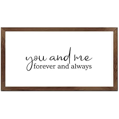 Funny Vintage Wooden Frame Sign 12x22 Inch,You and Me Forever and Always Farmhouse Wooded Sign for Home Entrance Decor Ready to Hang Wall Art Holiday Sign Gifts