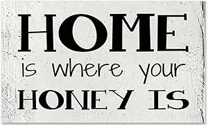 Wooden Signs Home is Where Your Honey is Custom Rustic Wood Sign Wood Gift 20x12 inch