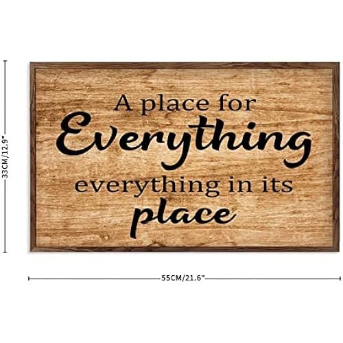 Wood Sign with Sayings Retro A Place for Everything, Everything in Its Place Signs Decorations for Bathroom Kitchen Nursery Decor Wood Plaque Above Bed Decor Wedding Gifts 13x21