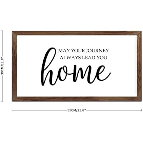 Funny Vintage Wooden Frame Sign 12x22 Inch,May Your Journey Always Lead You Home Farmhouse Wooded Sign for Home Entrance Decor Ready to Hang Wall Art Holiday Sign Gifts