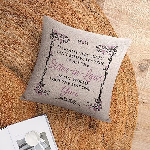 of All The Sister in Laws in The World I Got The Best One You Pillow Covers Throw Pillows Gifts for Women 22"x22" Decorative Pillow Cover Case