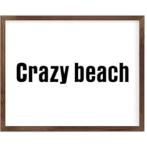 Funny Vintage Wooden Frame Sign 16x20 Inch,Crazy Beach Farmhouse Wooded Sign for Home Entrance Decor Ready to Hang Wall Art Holiday Sign Gifts