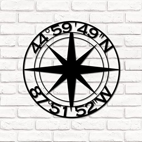 Compass Star Personalized Metal Signs  for Indoor Outdoor Front Door Hanger Metal Wall Art Home Decor