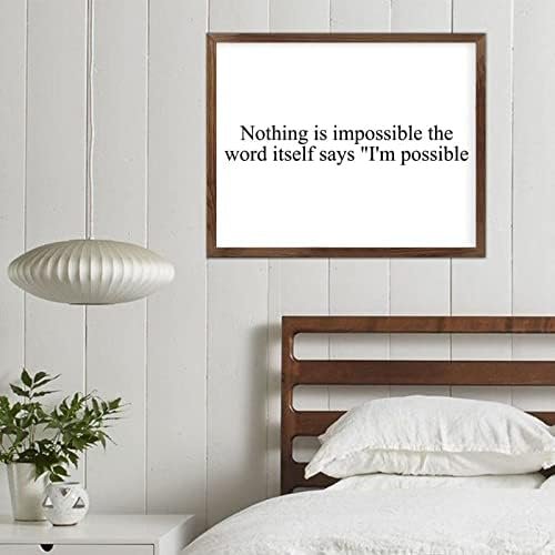 Funny Vintage Wooden Frame Sign 16x20 Inch,Nothing is Impossible The Word Itself Says I'm Possible Farmhouse Wooded Sign for Home Entrance Decor Ready to Hang Wall Art Holiday Sign Gifts