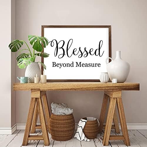Funny Vintage Wooden Frame Sign 16x20 Inch,Blessed Beyond Measure Farmhouse Wooded Sign for Home Entrance Decor Ready to Hang Wall Art Holiday Sign Gifts