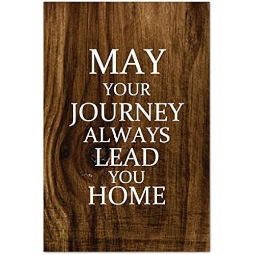 Rustic Wood Signs 16x24 Inch,May Your Journey Always Lead You Home Farmhouse Wood Plaque Craft Wall Art Hanging Sign Decorative Wooden Sign for Door Kitchen Home Decor Housewarming Gift