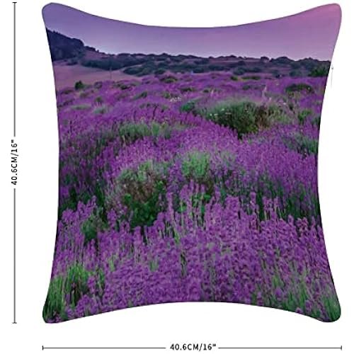 Lavender Cushion Cover with Zipper Cotton 16x16 Inch Farmhouse Pillow Cases for Home Decor Funny Cushion Cover for Women Girls,Housewarming Pillow Gifts
