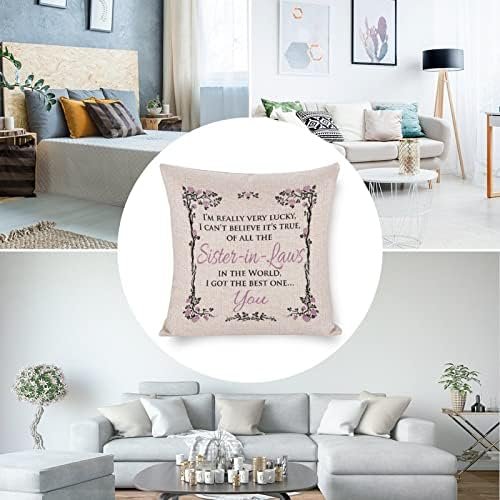 of All The Sister in Laws in The World I Got The Best One You Pillow Covers Throw Pillows Gifts for Women 22"x22" Decorative Pillow Cover Case