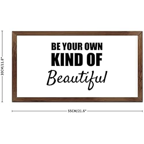 Funny Vintage Wooden Frame Sign 12x22 Inch,Be Your Own Kind of Beautiful Farmhouse Wooded Sign for Home Entrance Decor Ready to Hang Wall Art Holiday Sign Gifts