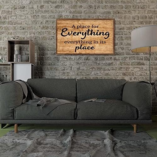 Wood Sign with Sayings Retro A Place for Everything, Everything in Its Place Signs Decorations for Bathroom Kitchen Nursery Decor Wood Plaque Above Bed Decor Wedding Gifts 13x21