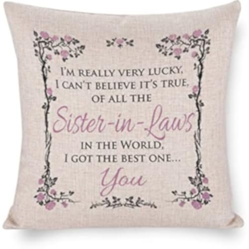 of All The Sister in Laws in The World I Got The Best One You Pillow Covers Throw Pillows Gifts for Women 22"x22" Decorative Pillow Cover Case