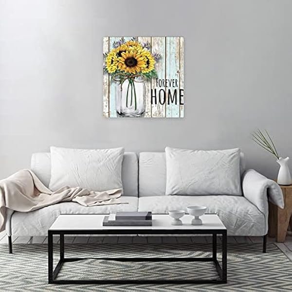 by Unbranded Forever Home Positive Canvas Posters Wall Art Sunflower Room Decorations Art Work Housewarming Gift for Cottage Room 12x12 Inch