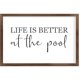 Funny Vintage Wooden Frame Sign 8x12 Inch,Life is Better at The Pool Farmhouse Wooded Sign for Home Entrance Decor Ready to Hang Wall Art Holiday Sign Gifts