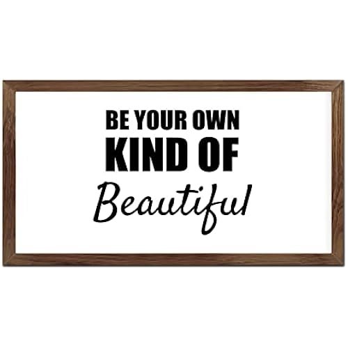 Funny Vintage Wooden Frame Sign 12x22 Inch,Be Your Own Kind of Beautiful Farmhouse Wooded Sign for Home Entrance Decor Ready to Hang Wall Art Holiday Sign Gifts
