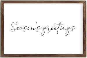 Funny Vintage Wooden Frame Sign 8x12 Inch,Season Greetings Farmhouse Wooded Sign for Home Entrance Decor Ready to Hang Wall Art Holiday Sign Gifts