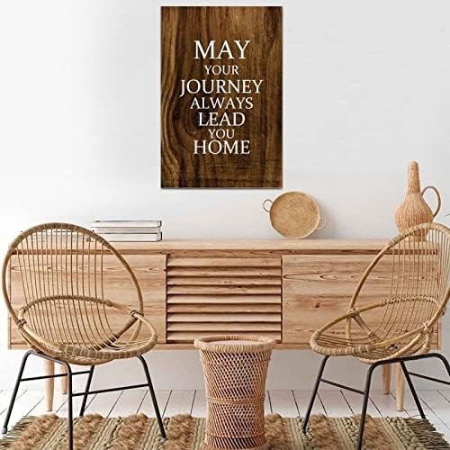 Rustic Wood Signs 16x24 Inch,May Your Journey Always Lead You Home Farmhouse Wood Plaque Craft Wall Art Hanging Sign Decorative Wooden Sign for Door Kitchen Home Decor Housewarming Gift