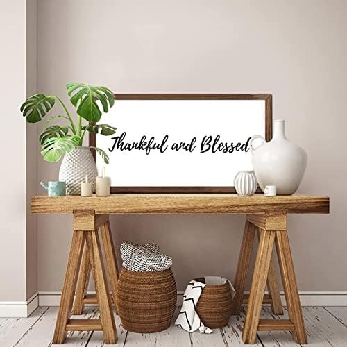 Funny Vintage Wooden Frame Sign 12x22 Inch,Thankful and Blessed Farmhouse Wooded Sign for Home Entrance Decor Ready to Hang Wall Art Holiday Sign Gifts