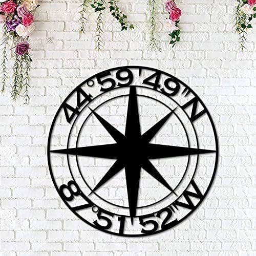 Compass Star Personalized Metal Signs  for Indoor Outdoor Front Door Hanger Metal Wall Art Home Decor