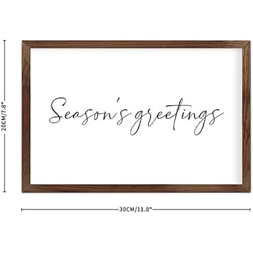 Funny Vintage Wooden Frame Sign 8x12 Inch,Season Greetings Farmhouse Wooded Sign for Home Entrance Decor Ready to Hang Wall Art Holiday Sign Gifts