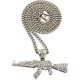 Mens ICED Out Machine Gun AK47 Chopper,Uzi Weapon, Hand Gun Pendant Box, Rope, Cuban Chain 3 Necklace Set