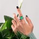 Rectangular Lab Emerald Gemstone Ring Colored Gemstone Men‘s Women’s Gifts Family; Friends Jewelry Birthday Gifts Anniversary Wedding Festival Activities Daily, Size US 5