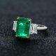 Rectangular Lab Emerald Gemstone Ring Colored Gemstone Men‘s Women’s Gifts Family; Friends Jewelry Birthday Gifts Anniversary Wedding Festival Activities Daily, Size US 5