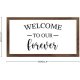 Funny Vintage Wooden Frame Sign 12x22 Inch,Welcome to Our Forever Farmhouse Wooded Sign for Home Entrance Decor Ready to Hang Wall Art Holiday Sign Gifts
