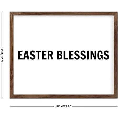 Funny Vintage Wooden Frame Sign 16x20 Inch,Easter Blessings Farmhouse Wooded Sign for Home Entrance Decor Ready to Hang Wall Art Holiday Sign Gifts