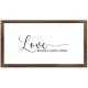 Funny Vintage Wooden Frame Sign 12x22 Inch,Love Builds A Happy Home Farmhouse Wooded Sign for Home Entrance Decor Ready to Hang Wall Art Holiday Sign Gifts